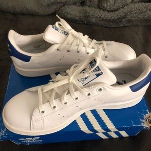 BRAND NEW blue and white Stan smiths!!